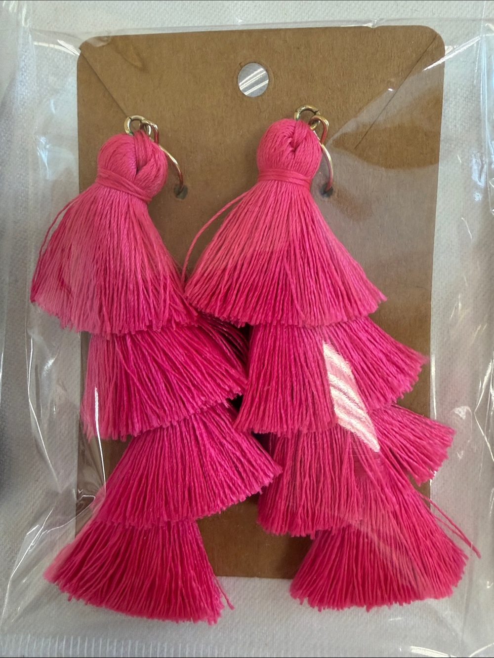 BaubleBar Hot Pink Tiered Tassel Earrings